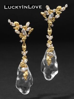 ALEXIS BITTAR • Clear Lucite Dream Rain Crystal Drop Earrings